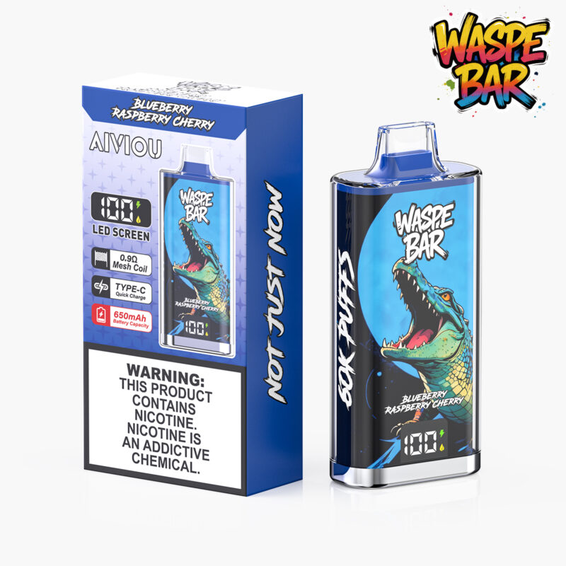 Waspe Bar 60K Blueberry Raspberry Cherry Flavor - 60000 Puffs Vape