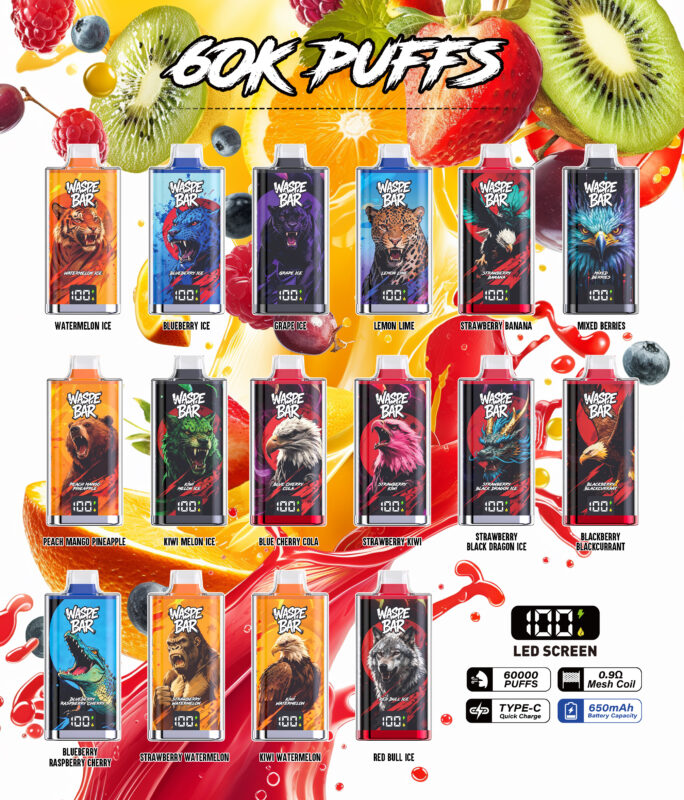 Waspe Bar 60K Puffs Flavor Selection List - 16 Flavors Available