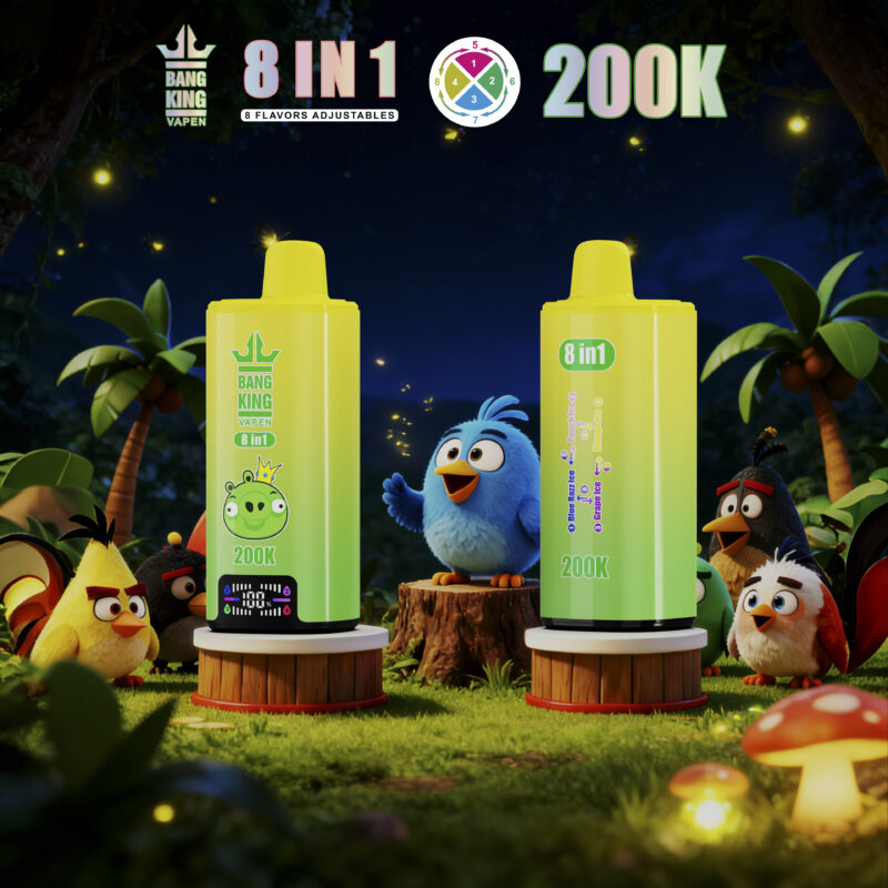 Bang King 200K Puffs 8-in-1 Blue Razz Ice Peach Ice Grape Ice Mango Ice Flavor - 100vaping