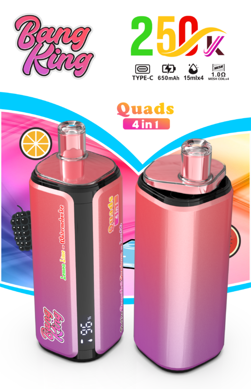 Bang King 250K Puffs 4-in-1 Lemon Lime Watermelon Ice Black Ice Dragon Fruit Strawberry Love 66 Flavor - 100vaping