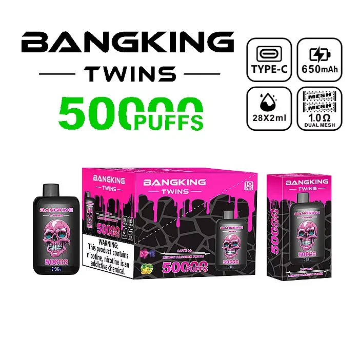 Bang King Twins 50K Puffs Love 66 & Lemon Passion Fruit Flavor Disposable Vape - 100vaping