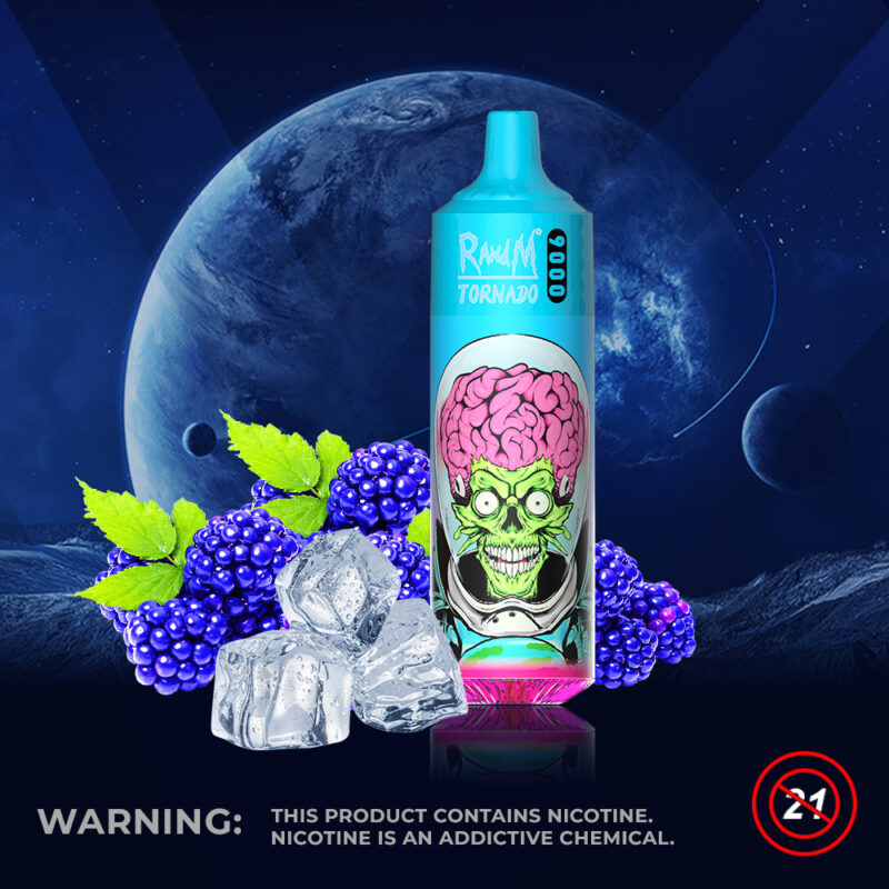 RandM Tornado 9000 Puffs Blue Razz Ice Flavor Disposable Vape - 100vaping