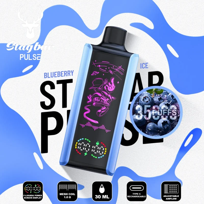 Stag Bar Pulse 35K Puffs Blueberry Ice Flavor Disposable Vape - 100vaping