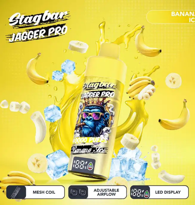 Stagbar Jagger Pro 40K Puffs Banana Ice Flavor Disposable Vape - 100vaping