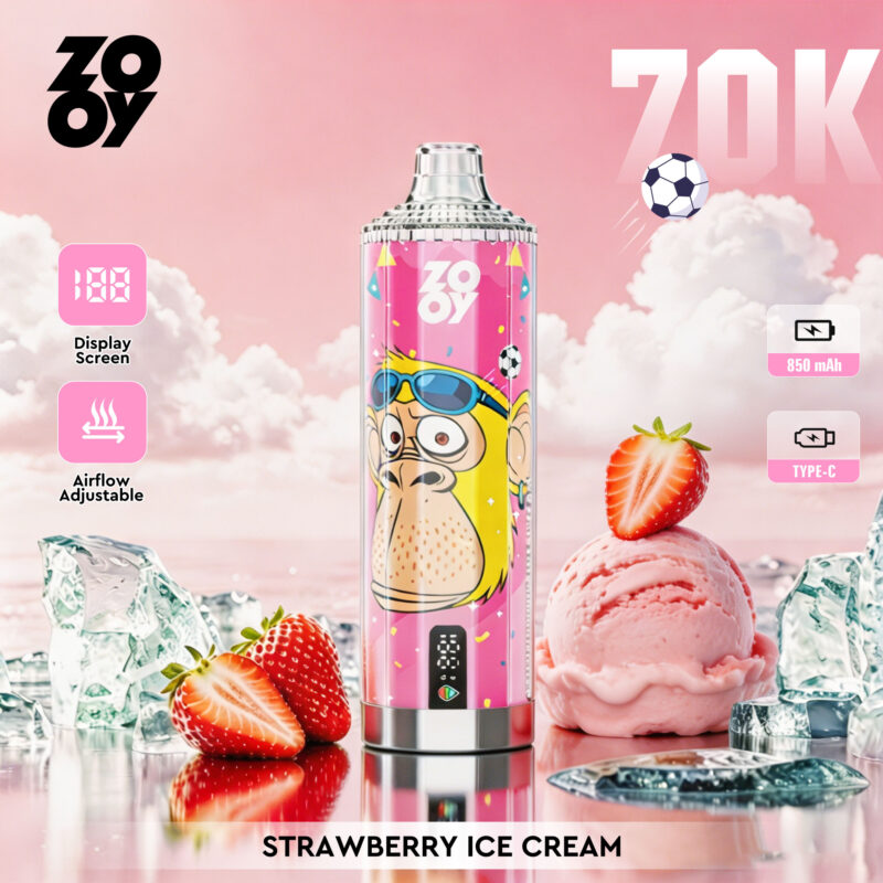 ZOOY Crystal 70K Puffs Strawberry Ice Cream Flavor Disposable Vape - 100vaping