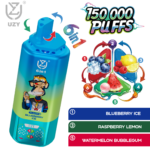 UZY 6 IN 1 150000 Puffs Disposable Vape flavors: 2.Blueberry Ice, Raspberry Lemon and Watermelon Bubblegum