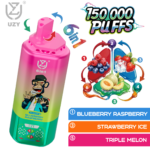 UZY 6 IN 1 150000 Puffs Disposable Vape flavors: 5.Blueberry Raspberry, Triple Melon and Strawberry Ice