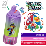 UZY 6 IN 1 150000 Puffs Disposable Vape flavors: 4.Grape Ice, Mango Peach and Blueberry Watermelon