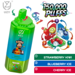 UZY 6 IN 1 150000 Puffs Disposable Vape flavors: 6.Strawberry Kiwi, Blueberry Ice and Cherry Ice