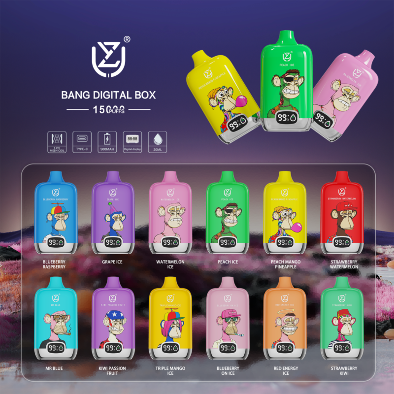 UZY Bang Digital 15000 Puffs Disposable Vape All Flavors